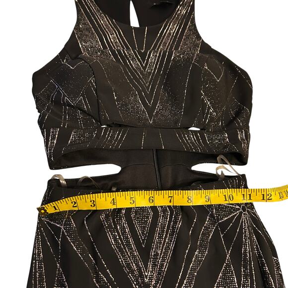 Jump Apparal Black Glitter Cutout Prom Dress- Size 1/2 - Picture 5 of 12